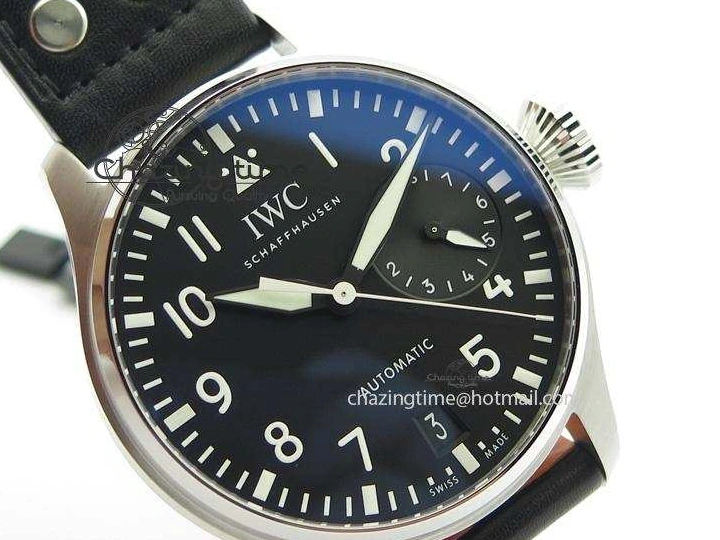 MIROTIME 0514 GoodFit Big Pilot Real PR IW500912 ZF Best Edition Black Dial On Black Leather Strap A 7287